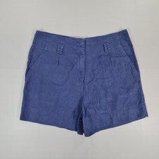 NEXT Womens Shorts Navy Blue 12 UK 100% Linen Breathable Summer Lightweight