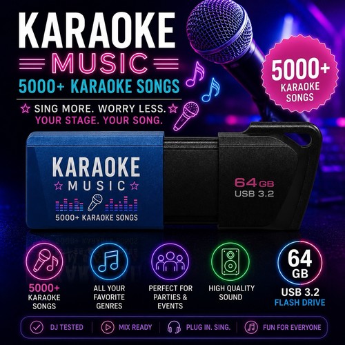 Karaoke 5000 tracks 64gb usb - tracks,