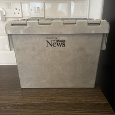 Heavy duty plastic storage crate with lid WHSmith News