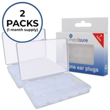 Clear Silicone Earplugs - 7 Pairs of Reusable Water Resistant Ear Plug (2 PACKS)