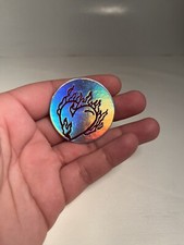 Vntg POG 1990s Heart Flames Foil Shiny Sparkles Silver Red Cap Milk Bottle Top