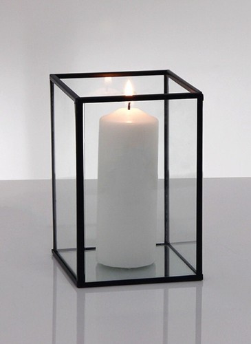 Metal frame glass hurricane - glass,