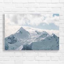 Stunning Snowy Mountain Landscape Original Canvas Print Large Picture Wall Art