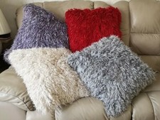 Luxe Glimmer Fluffy Faux Fur Shaggy Sparkle Large Cushion Cover Sofa Chair Bed