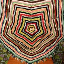 Star Shaped Knitted Colourful stripy knitted blanket throw