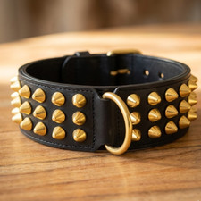Real Leather Dog Collar Black
