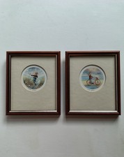 Vintage Signed Peter Stockton-Smith Prints Seaside Bicycle Child Victorian