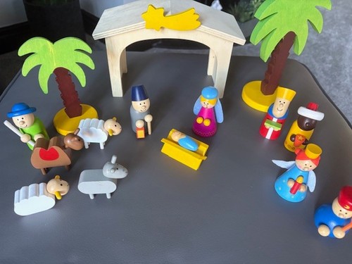 Lovely boxed wooden nativity - boxed,