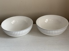 MARKS & SPENCERS HOME Pair of HAMPTON Grey Stripe Cereal Bowls x 2