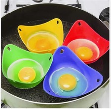 4x Silicone Egg Poacher Poaching Pods Pan Poached Cups Moulds For Kitchen