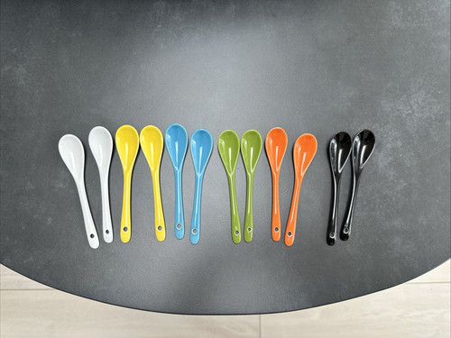 Colourful ceramic spoon - colourful,