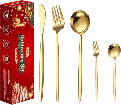 Gold cutlery set - cutlery, people