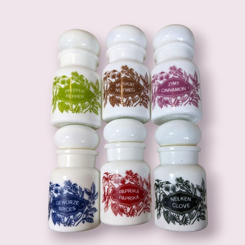 Vintage milk glass spice jars - milk,