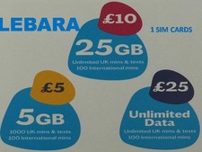 NEW Latest LEBARA Sim Card 4G PAYG unlimited GB DATA unlimited M&T