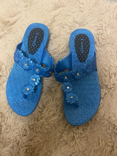 Blue flip flops floral - flip,