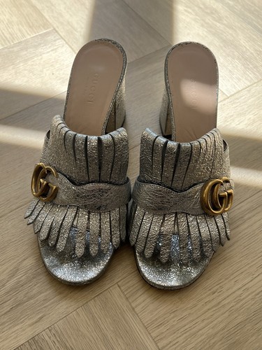 Silver gucci heeled mules - silver,