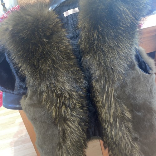 Real fur gilet dark - fur, brown