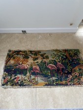 Completed French tapestry Royal de Paris . Flamingos, river scene, tropical 