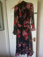 Black Pink Floral Ruffle Gypsy