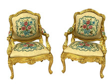 John Hodgson Louis XV Style Arm Chairs Doll House Artisan 1/12 Miniature IGMA
