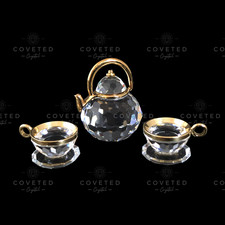 Swarovski Crystal Memories TEA SET GOLD 174009 Mint Rare Retired