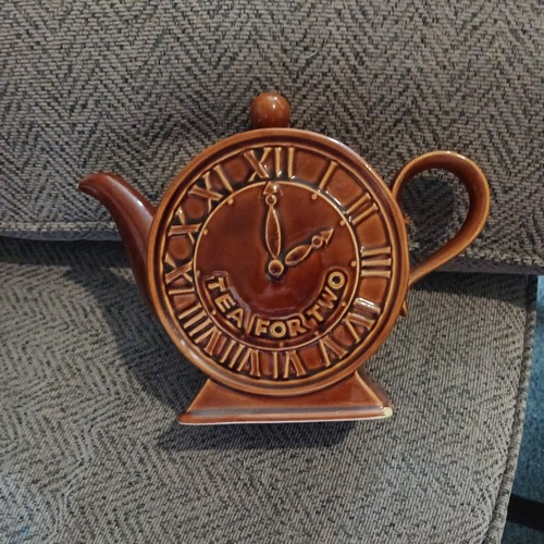 Vintage clock shaped teapot - vintage,