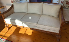 Vintage bergere carved wood