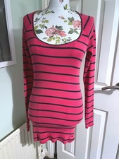 Jack Wills Pink/Navy Dress UK10 -  Striped Knit