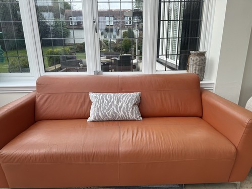 Orange leather sofas - orange,