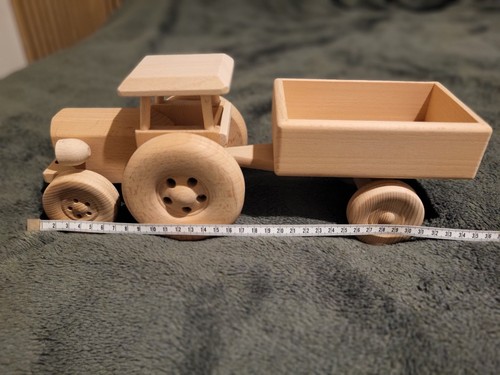 Wooden tractor and trailer toy - tractor,