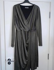 Michaela Louisa Long Sleeve Shimmer Draped V Neck Midi Dress Size UK18