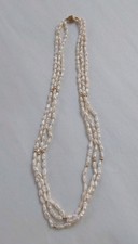 Multi Strand Seed Pearl Necklace 14K Gold Filigree Clasp & 14k Accent Beads #J16