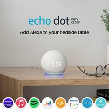 Echo Dot (4th generation) | Smart speaker with clock and Alexa | Glacier White