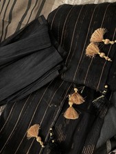 Black jamdani tassel saree