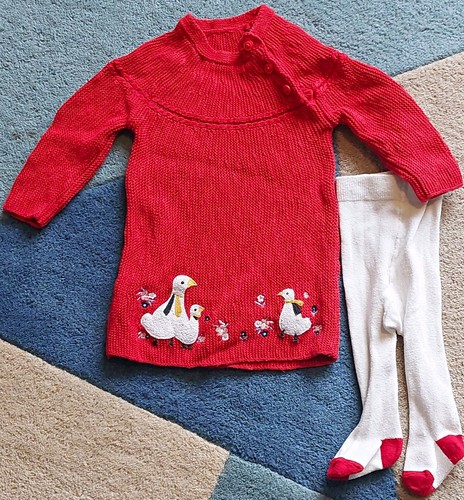 Girls red knit cotton duck - knit,