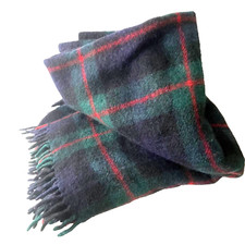 Scotland Green Navy Blue Black Watch Tartan Plaid Wool Bed Throw Blanket Royal
