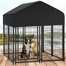 Outdoor Lucky Dog Kennels Crates Pet Run Cage w/Roof Cover for Large Medium Dogs