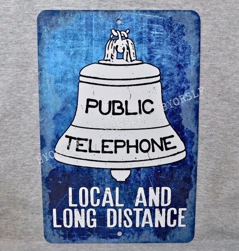 Metal sign public telephone - metal,