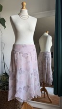 Vintage Gharani Strok Pure Silk Y2K Asymmetric Rose Printed Skirt Size Uk 12