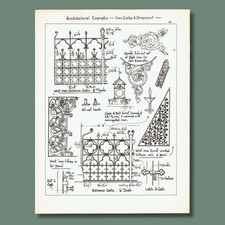 1898 Wrought Iron Entrance Gates and Ornament Architectural W 8 x 10.75 in