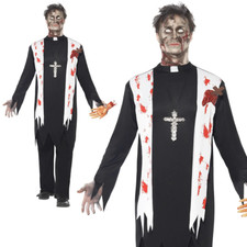 Zombie Priest Vicar Undead Halloween Fancy Dress Costume Adult Outfit Mens