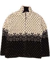 F.LLI CAMPAGNOLO Womens Fleece Jacket UK 16 Large Black Fair Isle RH05