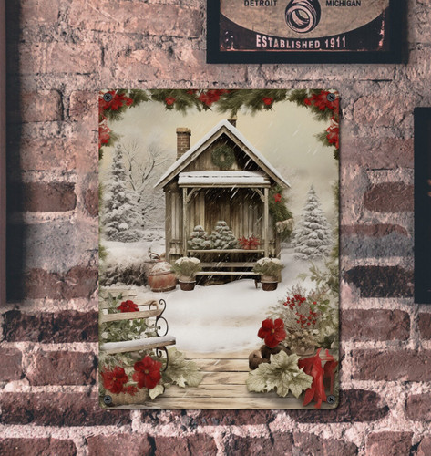 Farmhouse rustic winter scene - rustic,