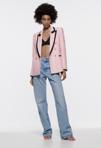 Zara piping pink blazer size