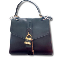 Chloe Aby Medium Handbag Leather Black Padlock Design 30x24.5x13.5cm NNBx24