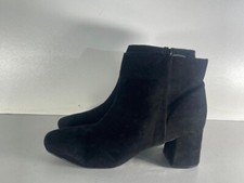 Primark Women's Black Faux Suede Side Zip Up Ankle Boot Shoes UK 6 EUR 39  -A219