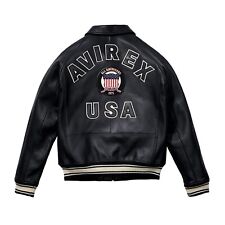 Men's Avirex Real Leather Jacket American Varsity Jacket Sheepskin Flight Bomber