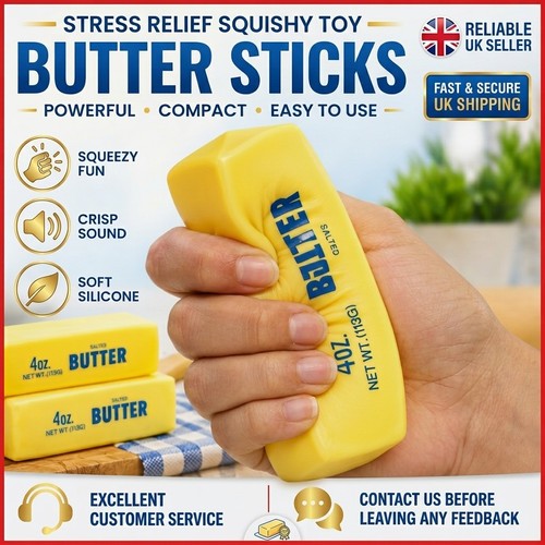 Butter stick squishy stress - butter,