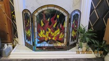TIFFANY STYLE STAINED GLASS FIRE SCREEN STUNNING