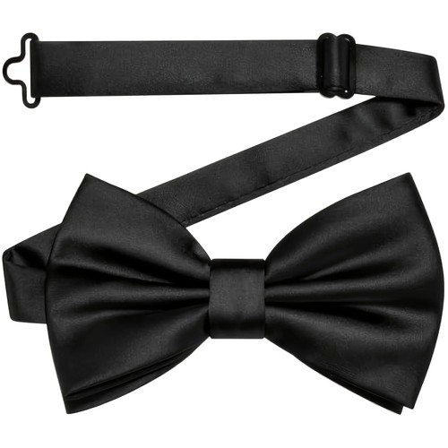Black bow tie adjustable satin - bow,